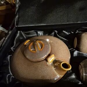 Elegant Brown Ceramic Teapot Set